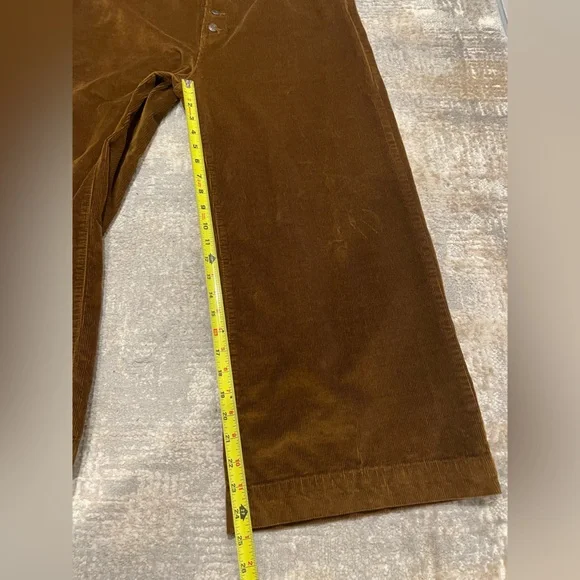 Time & Tru High Rise Wide Leg Corduroy Ankle Pants Button Fly Size 14 Brown 🍁 🍂 - Picture 10 of 11